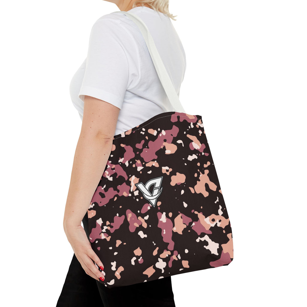 Rose Gold Splatter Tote Bag — All-Over Print Gym & Everyday Tote