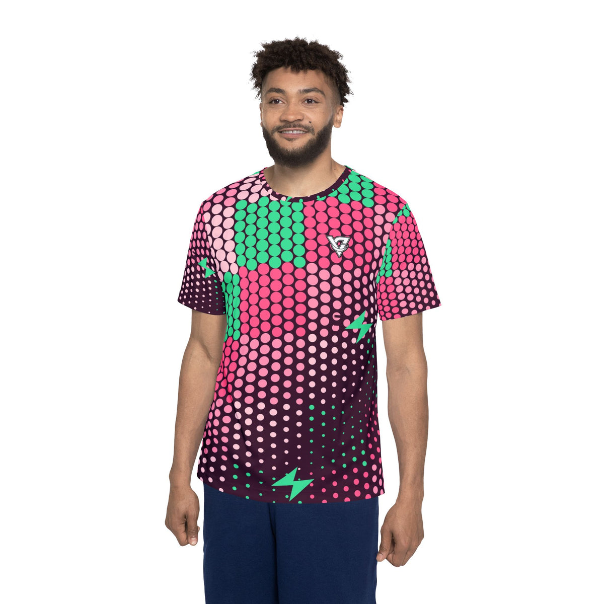Running Flamingo Fizz Halftone Pulse Men's Sports Jersey