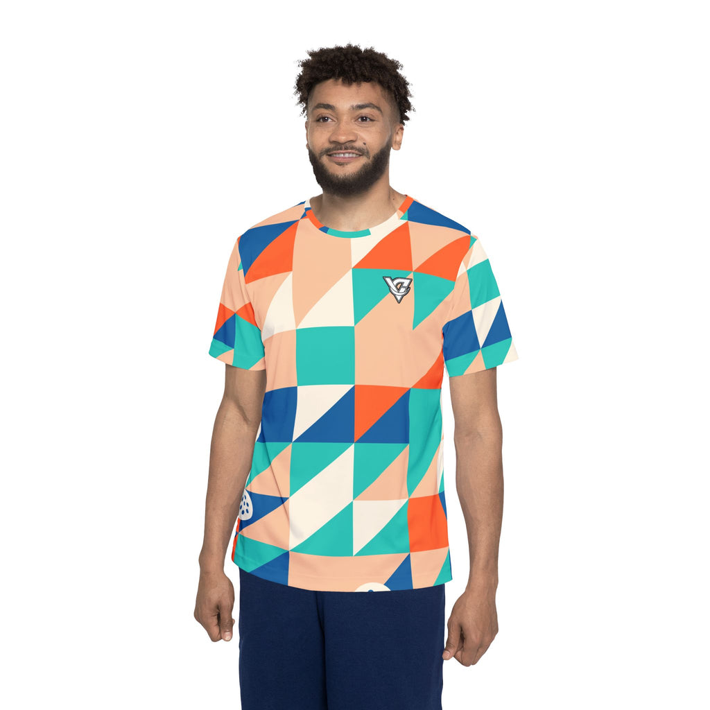 Pickleball Papaya Splash Prism Block Men's Sports Jersey