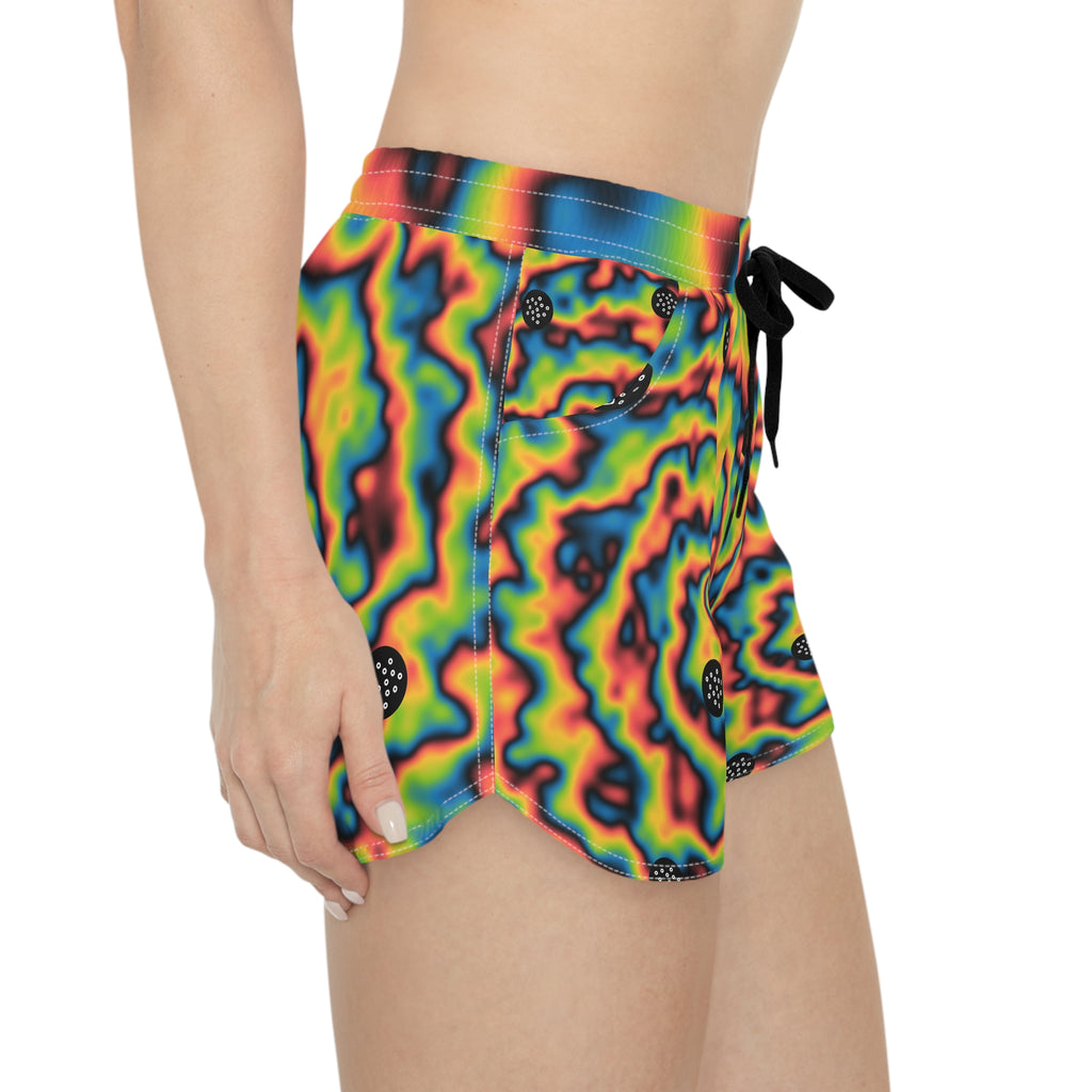 Golf Rainbow Rally Tie-Dye Spin Women's Athletic Shorts with Pockets