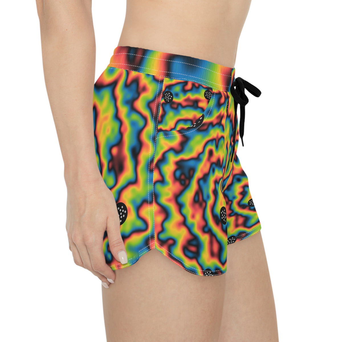 Golf Rainbow Rally Tie-Dye Spin Women's Athletic Shorts with Pockets
