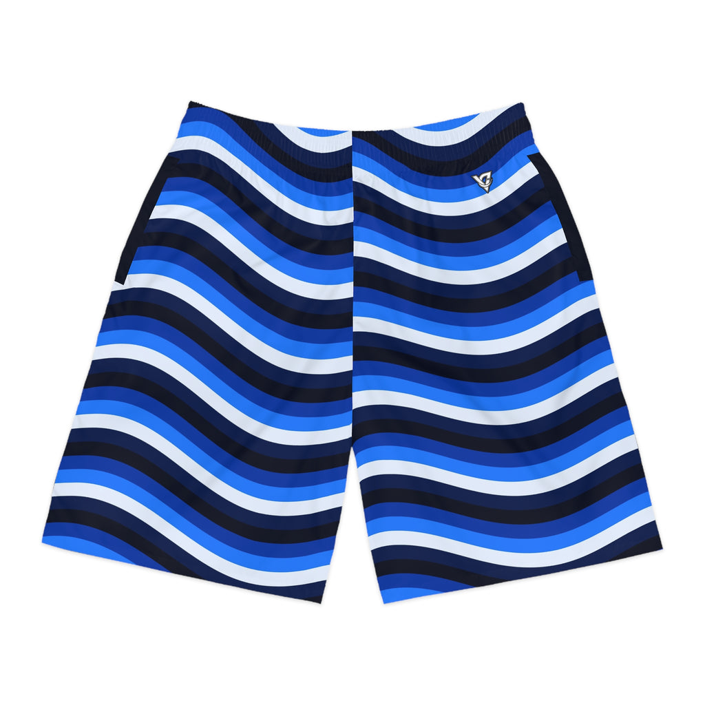 Men's Cobalt Wave Performance Jogger Athletic Shorts with Pockets