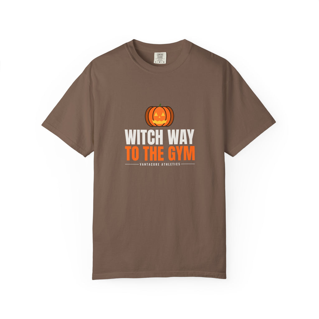 Witch Way To The Gym | Women's Halloween Garment-Dyed Graphic Tee
