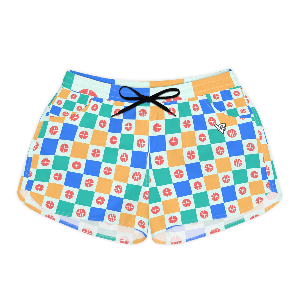 Basketball Sea Glass Checker Drive Women's Athletic Shorts with Pockets