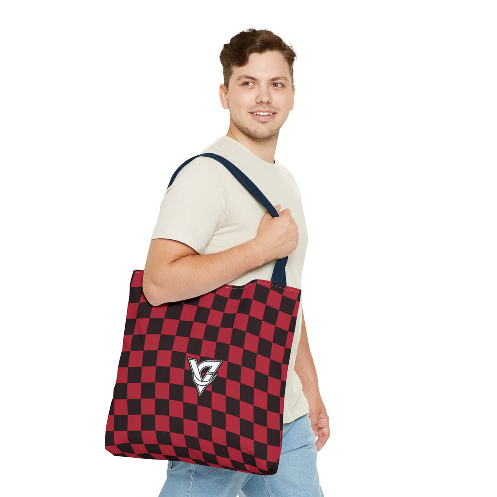 Spiced Wine Warp Check Tote Bag — All-Over Print Gym & Everyday Tote