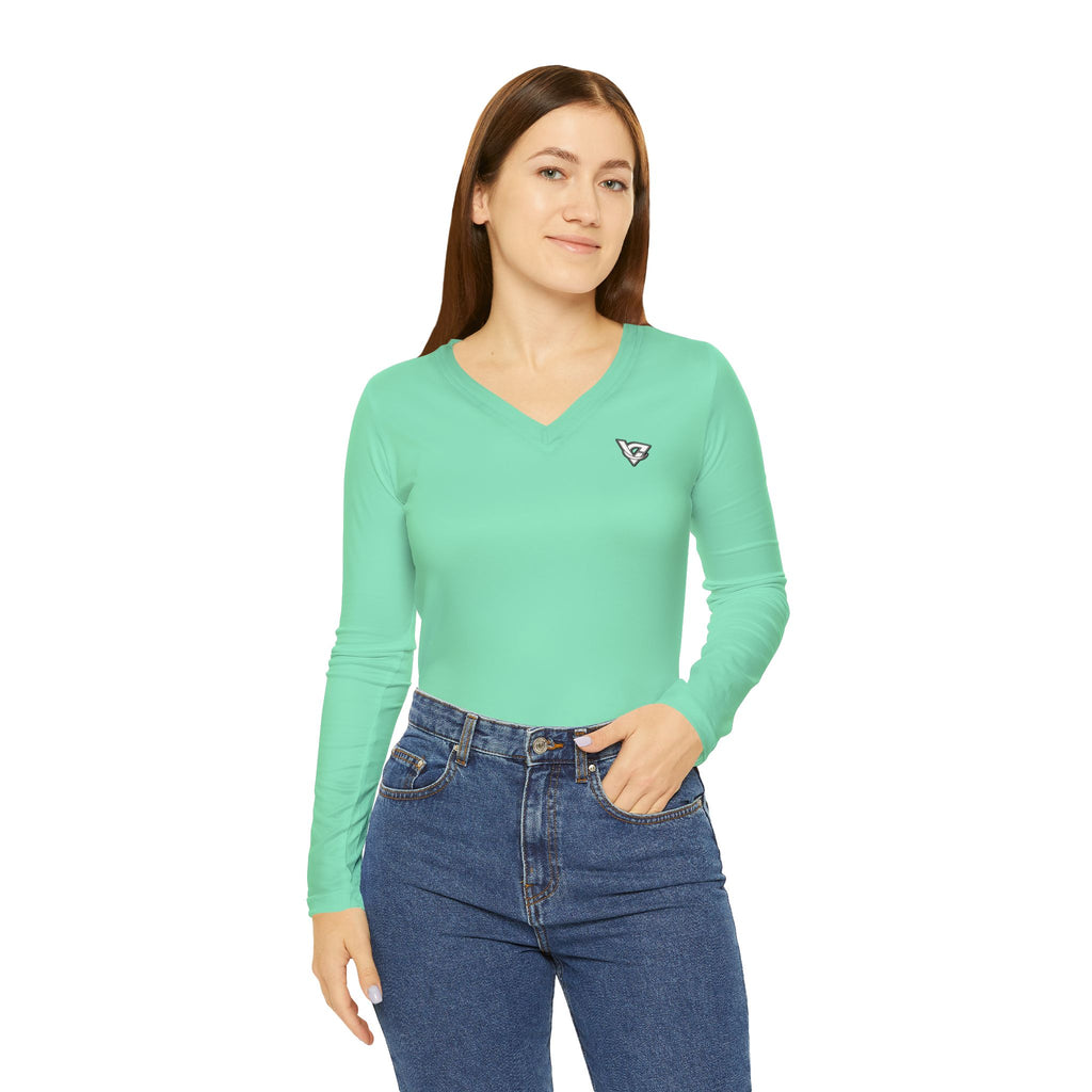 Mint Essential Women's Long Sleeve V-Neck Athletic Top