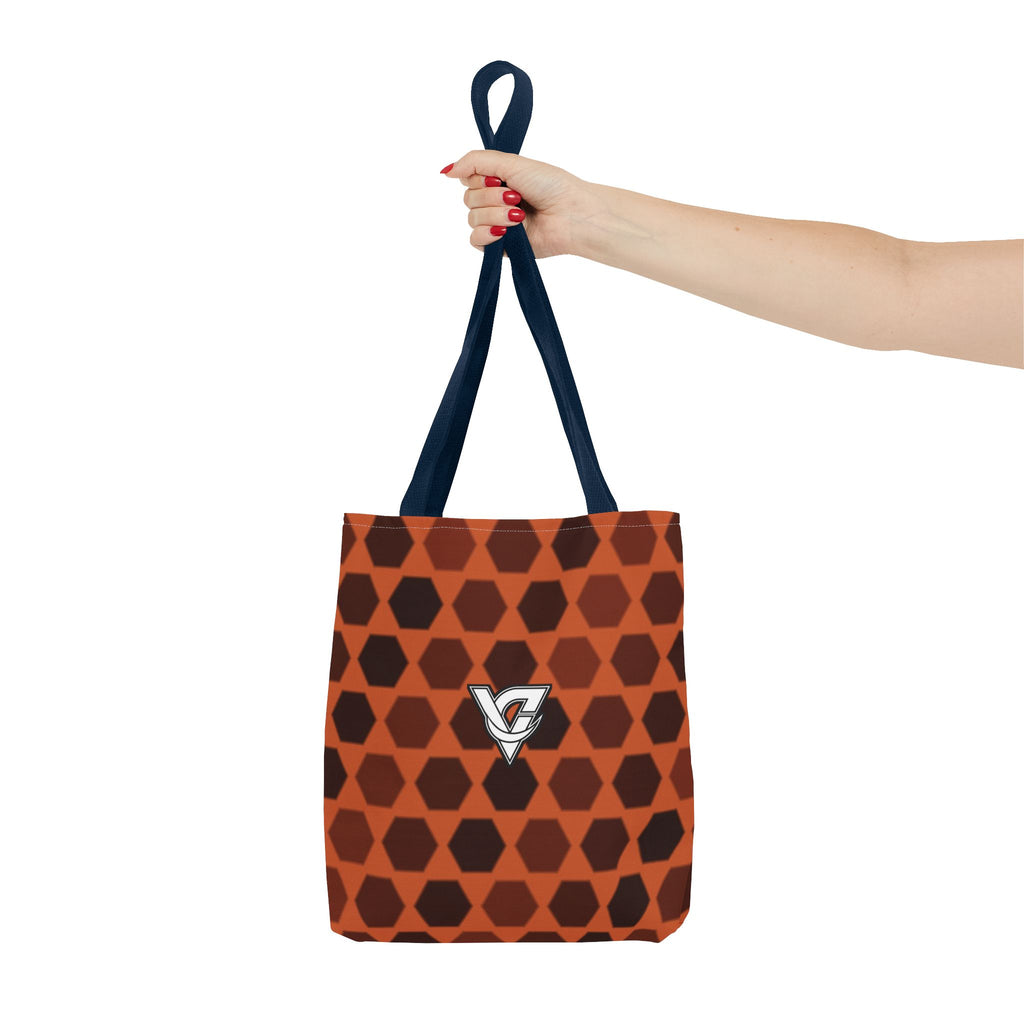 Auburn Hex Grid Tote Bag — All-Over Print Gym & Everyday Tote