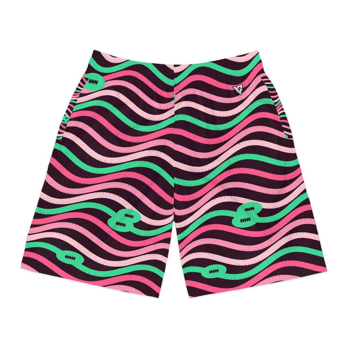 Football Flamingo Fizz Wave Rider Men's Athletic Shorts with Pockets