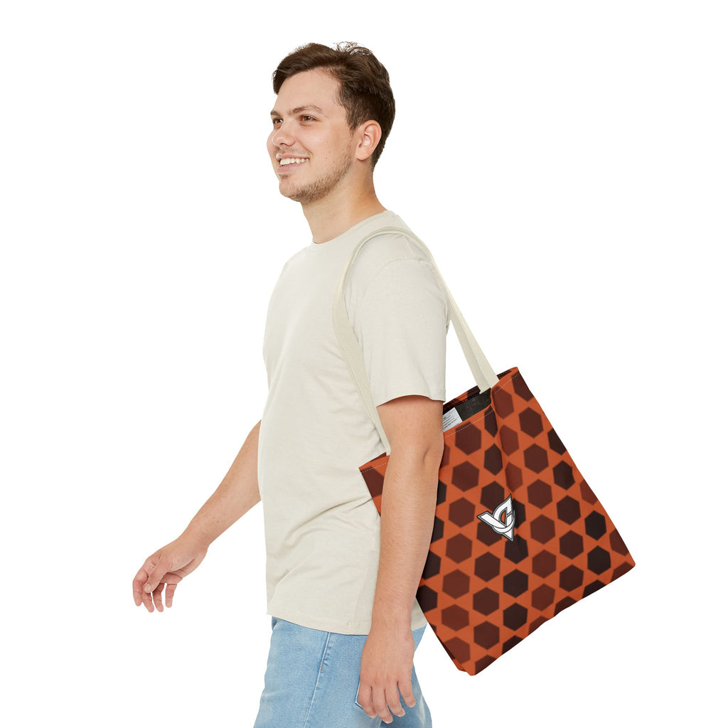 Auburn Hex Grid Tote Bag — All-Over Print Gym & Everyday Tote