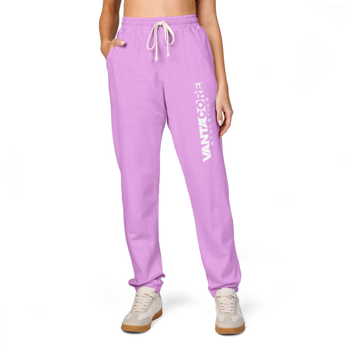 Vertical 'VANTOCOL?' Graphic Sweatpants — Garment-Dyed Fleece Joggers