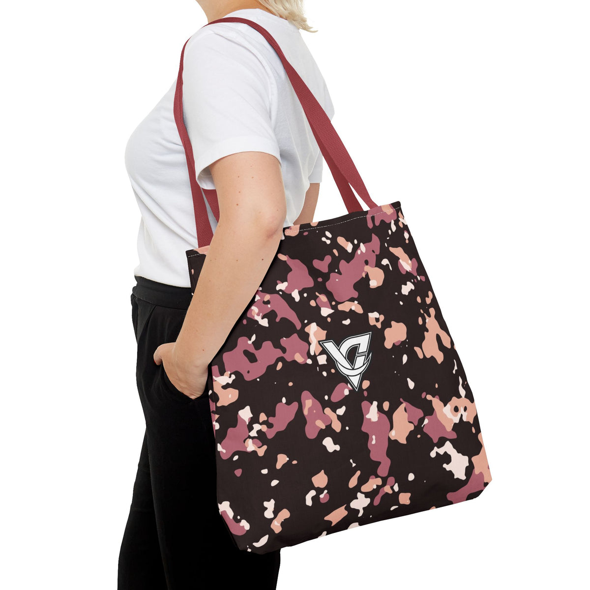 Rose Gold Splatter Tote Bag — All-Over Print Gym & Everyday Tote