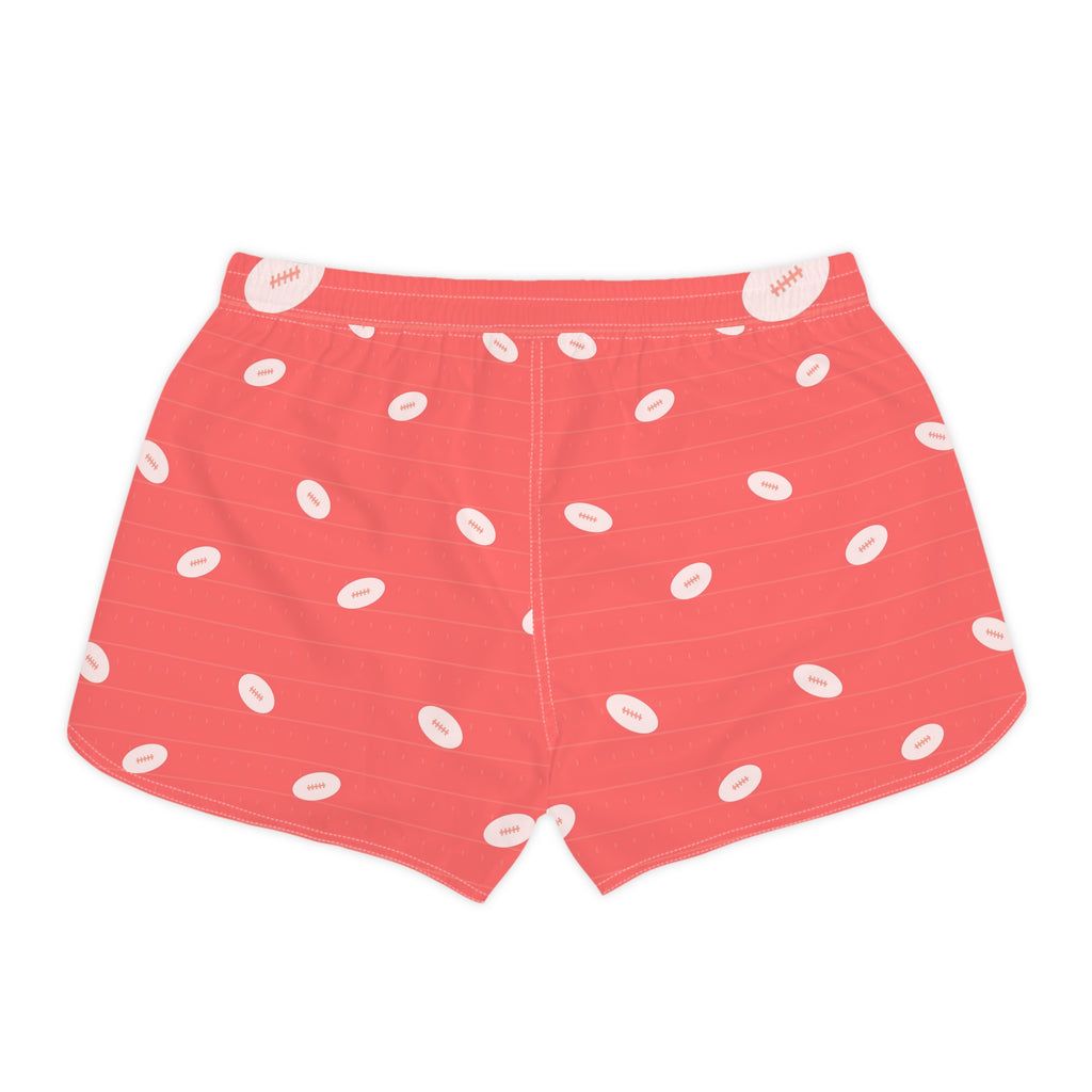 Football Hot Coral Gridiron Women's Athletic Shorts with Pockets