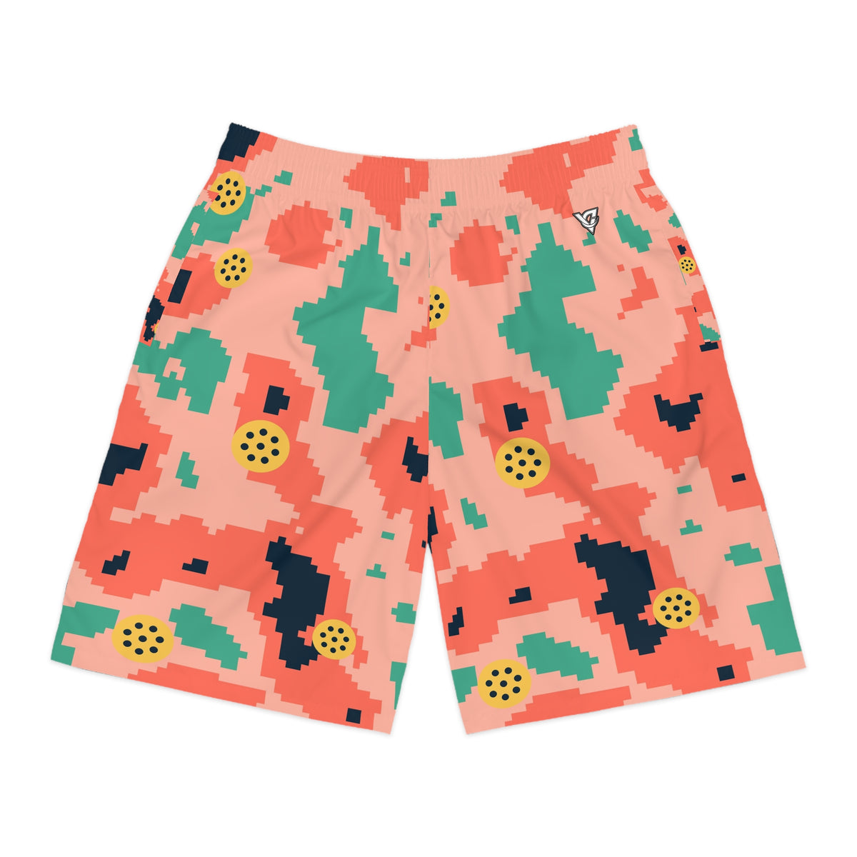 Pickleball Coral Reef Pixel Camo Men's Athletic Shorts with Pockets
