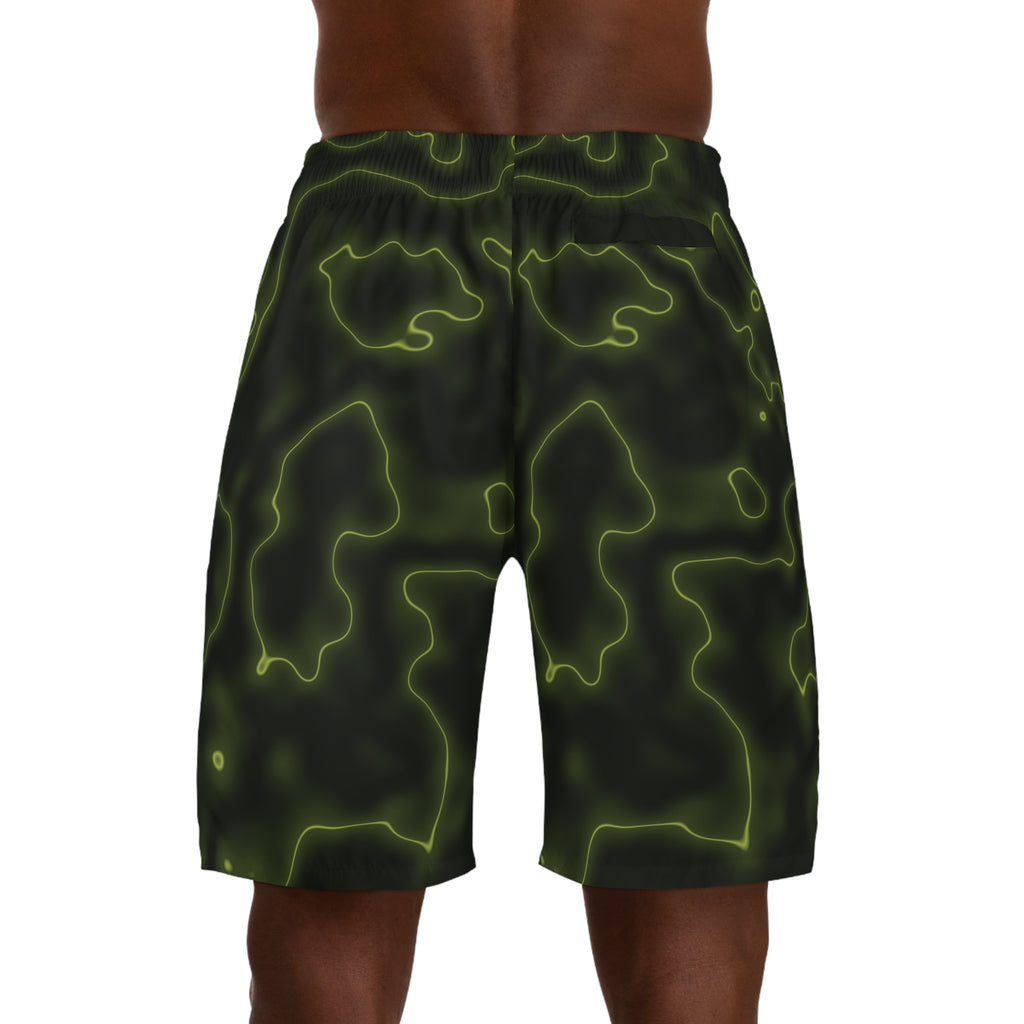 Men's Moss Flame Marble Performance Jogger Athletic Shorts with Pockets