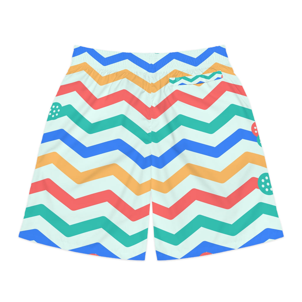 Pickleball Sea Glass Chevron Rush Men's Athletic Shorts with Pockets