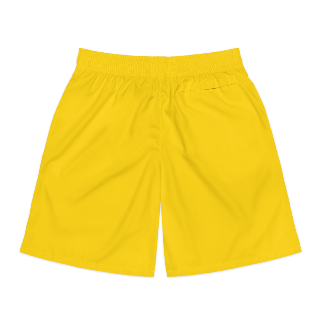 Vantacore Solid Sunshine Yellow Men's Athletic Shorts with Pockets