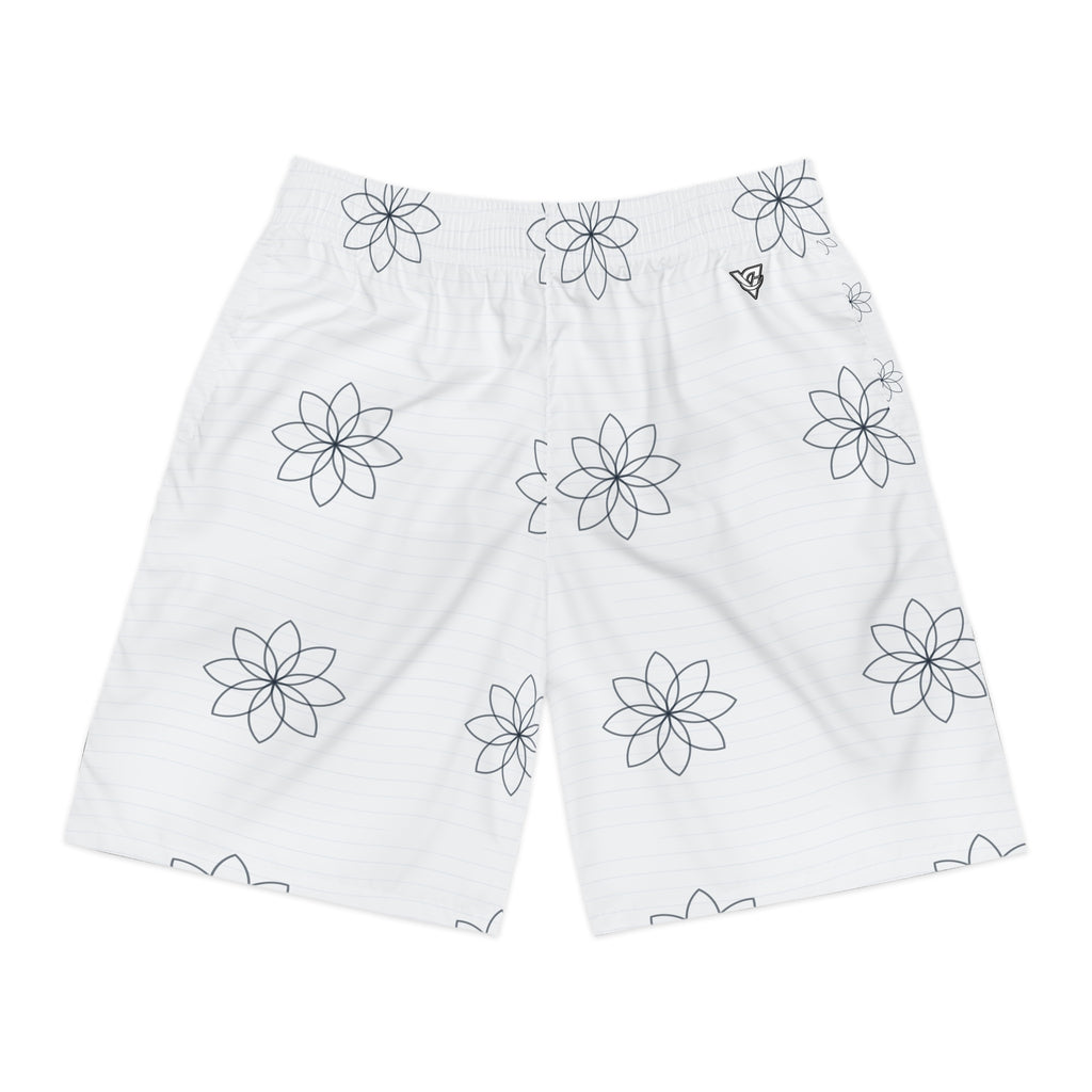 Yoga Arctic White Flow Lotus Men's Athletic Shorts with Pockets