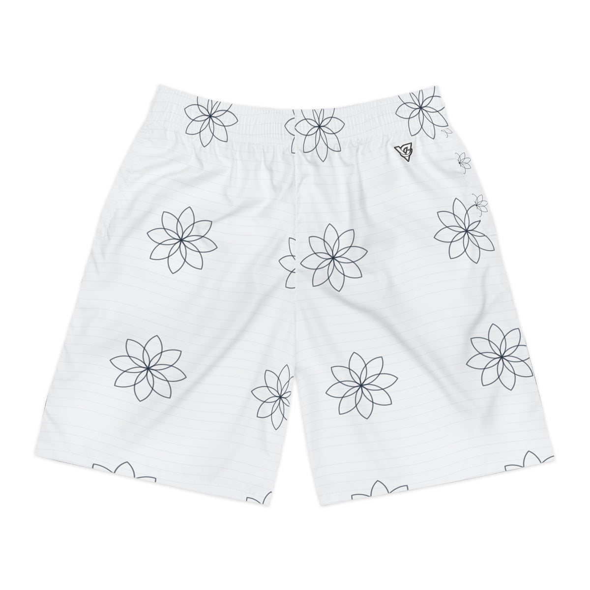 Yoga Arctic White Flow Lotus Men's Athletic Shorts with Pockets