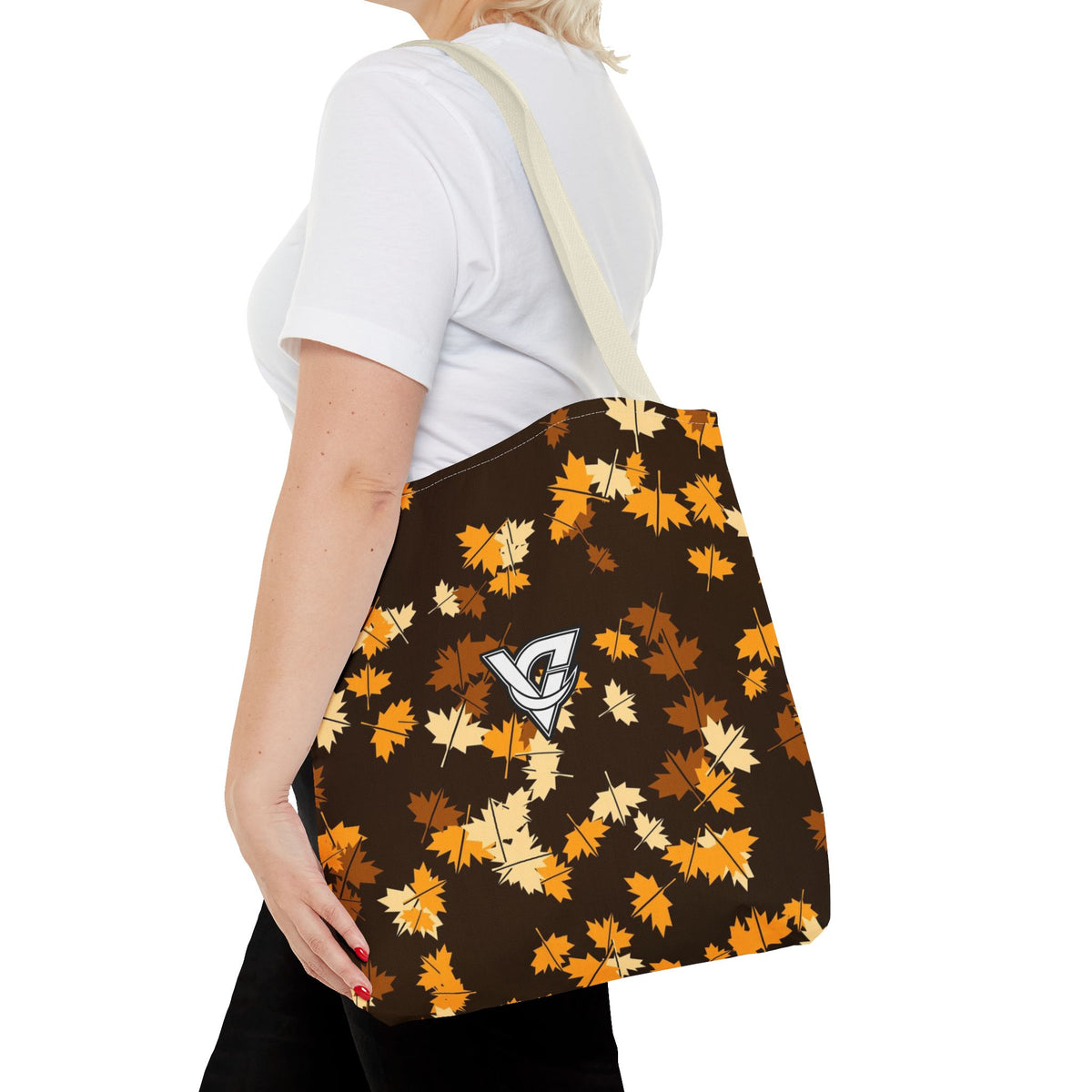 Amber Falling Leaves Tote Bag — All-Over Print Gym & Everyday Tote