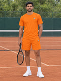 Vantacore Solid Orange Men's Athletic Shorts with Pockets - front view