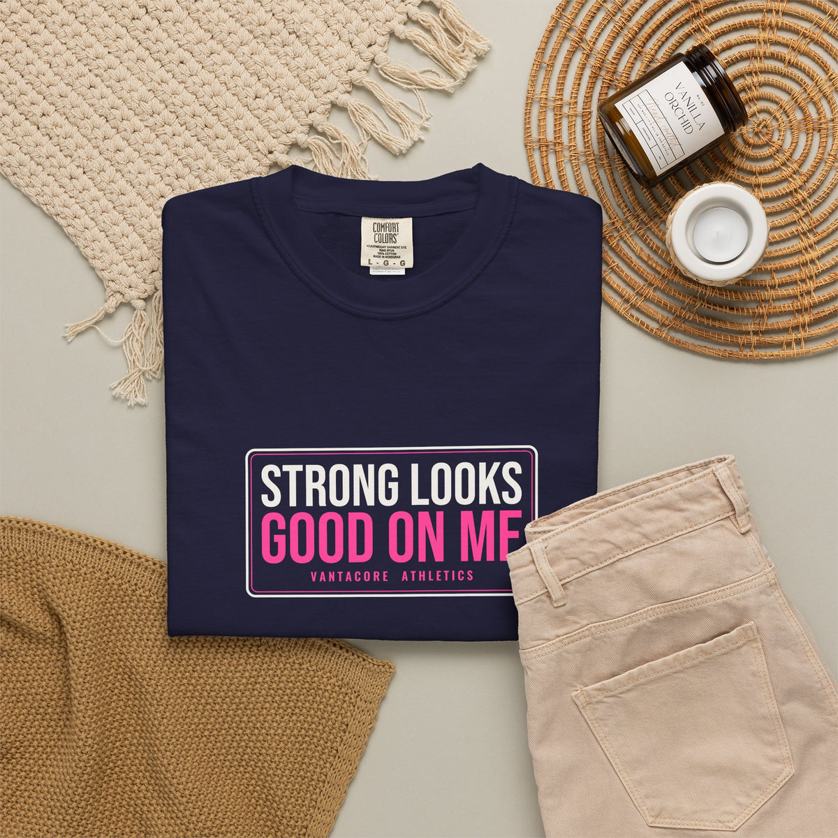 Strong Looks Good On Me | Women's Garment-Dyed Graphic Tee