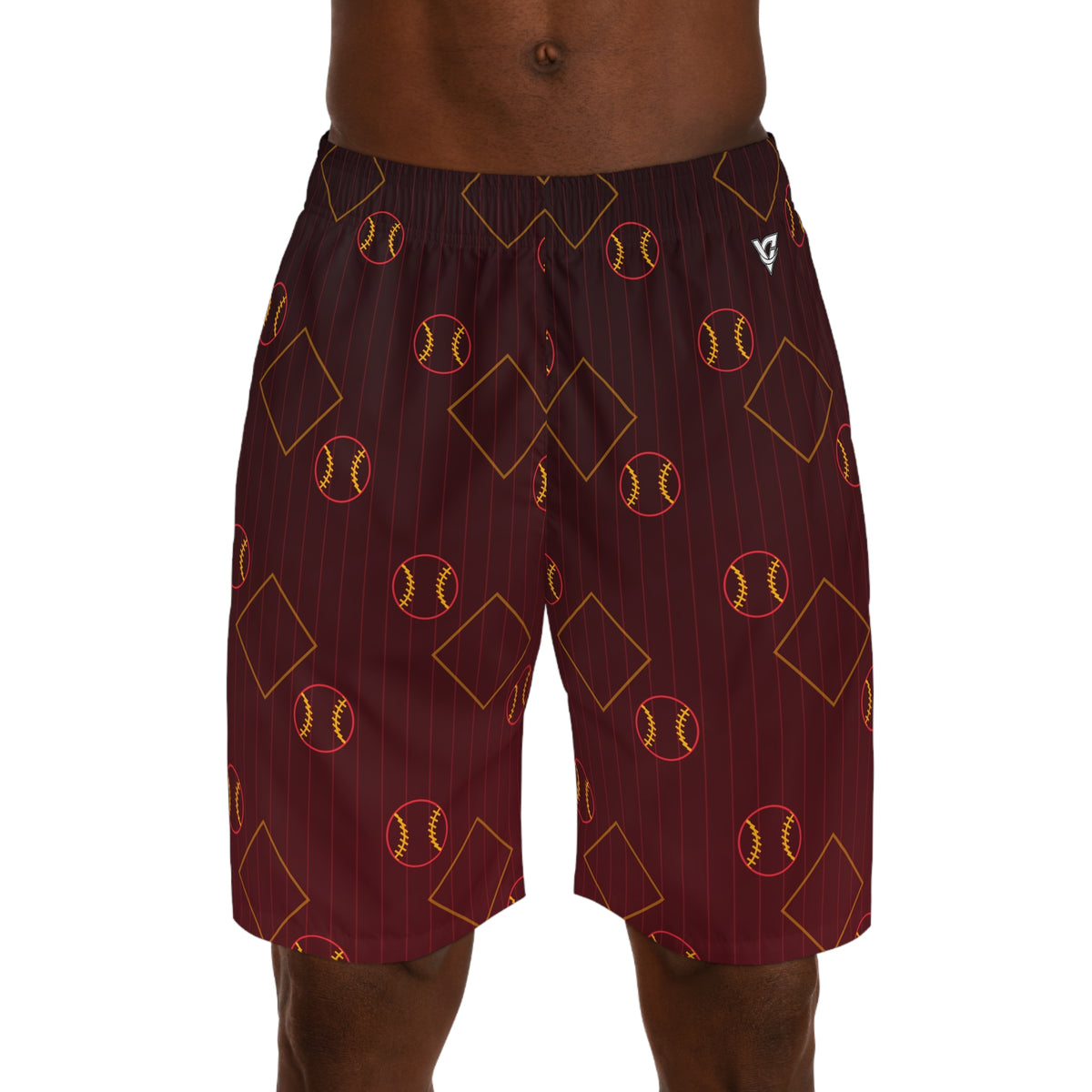 Baseball & Softball Crimson Blaze Diamond Stitch Men's Athletic Shorts with Pockets