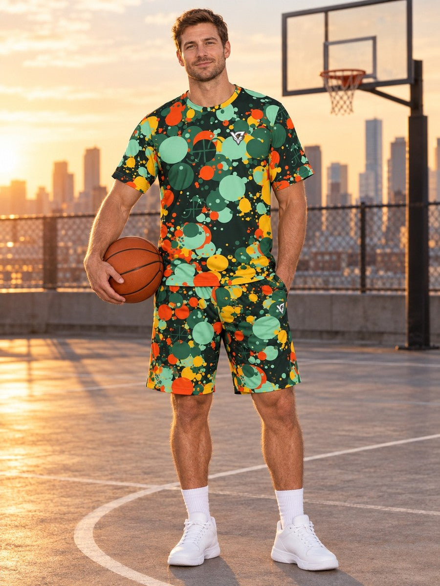 Basketball Jungle Juice Splash Zone Men's Athletic Shorts with Pockets - front view