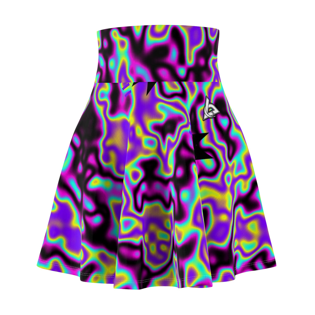 Running Midnight Neon Marble Flow Women's Athletic Skater Skirt
