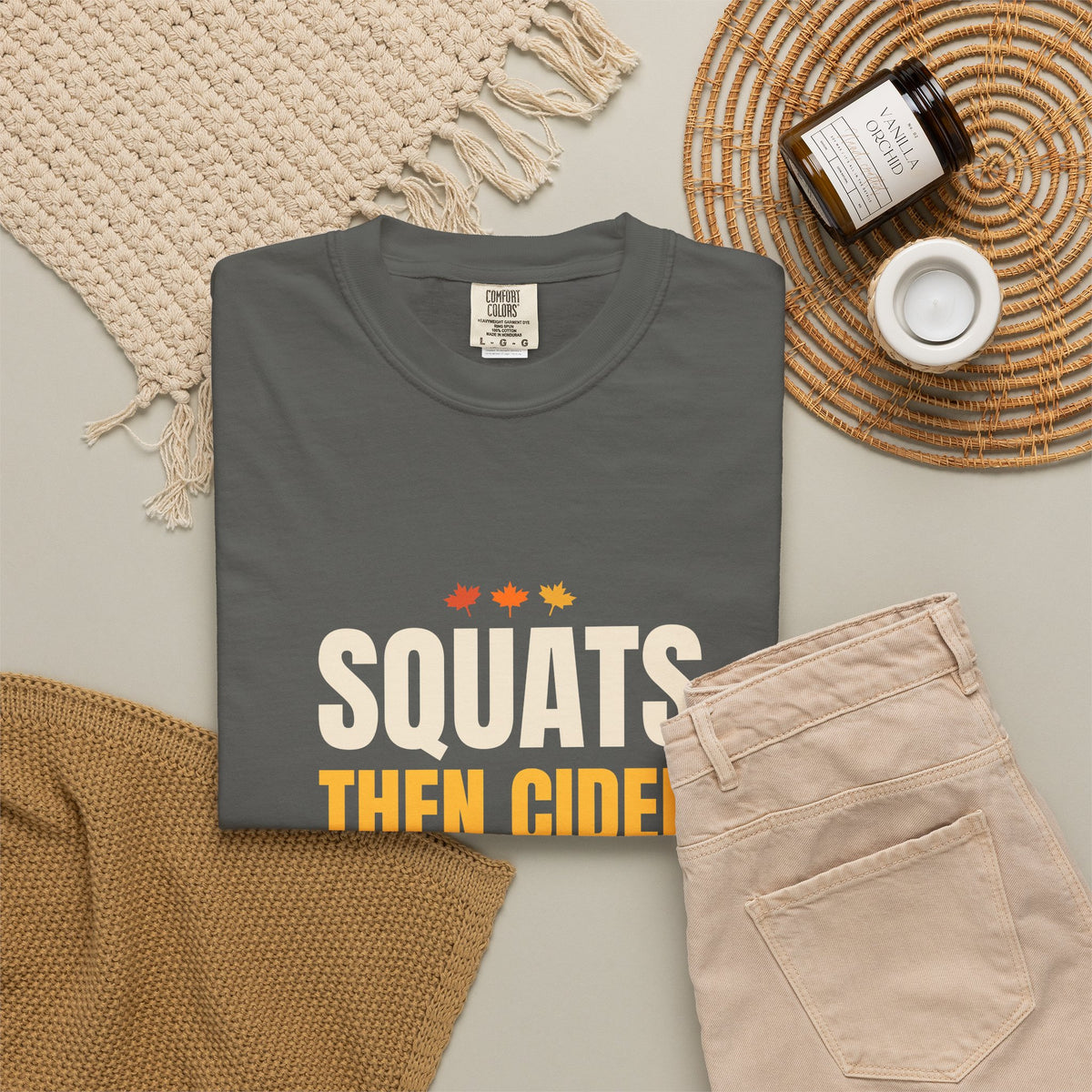 Squats Then Cider | Women's Garment-Dyed Graphic Tee