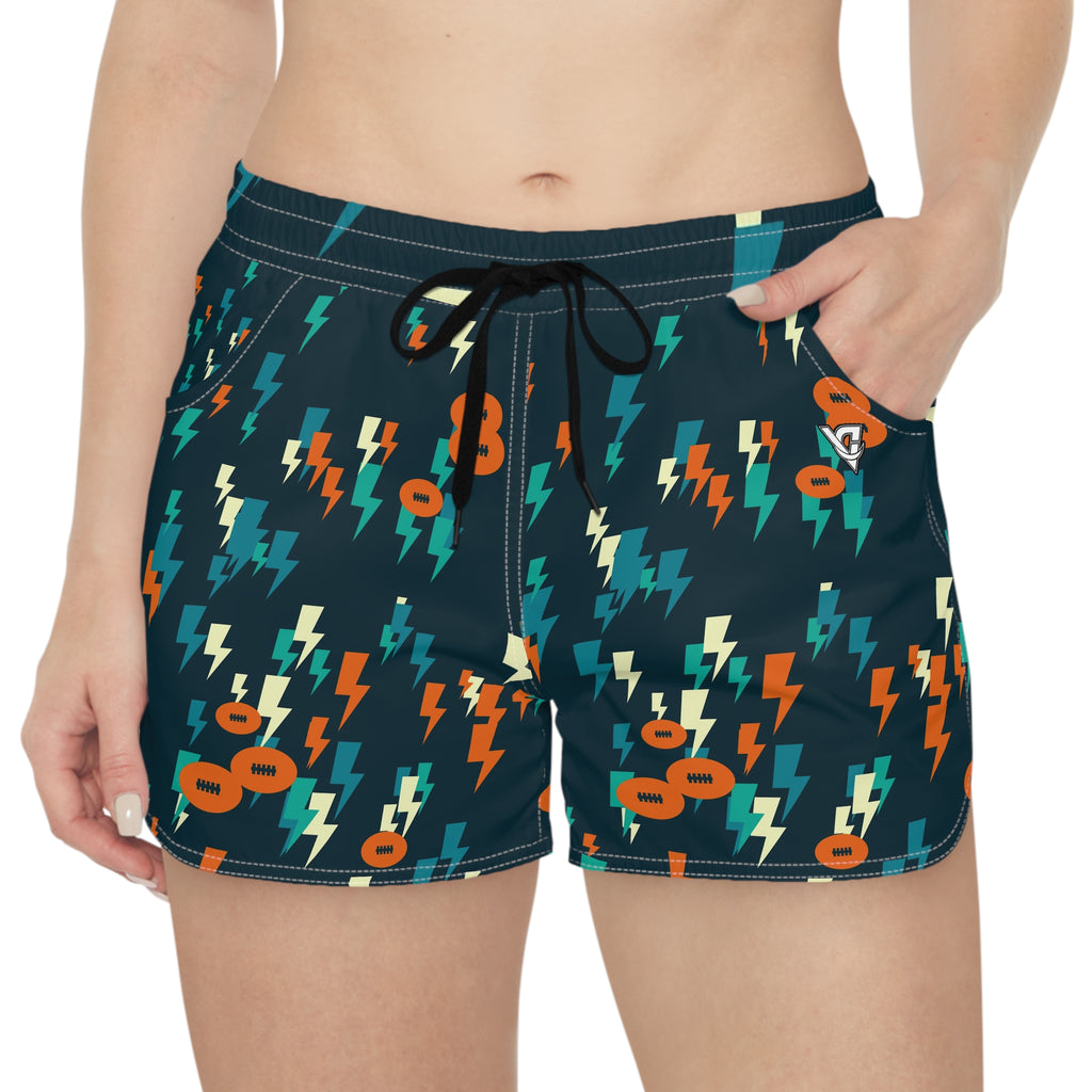 Football Peacock Bolt Strike Women's Athletic Shorts with Pockets