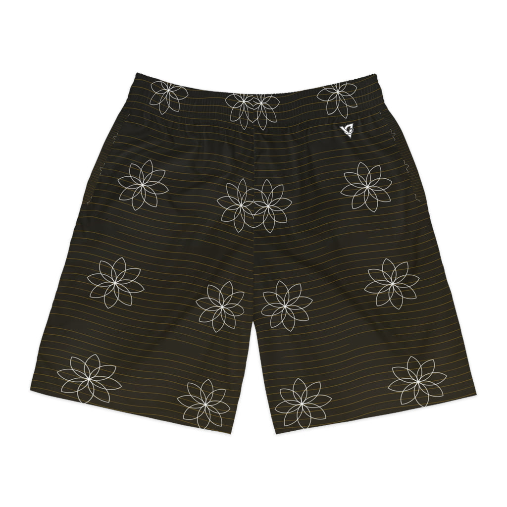 Yoga Gold Rush Flow Lotus Men's Athletic Shorts with Pockets