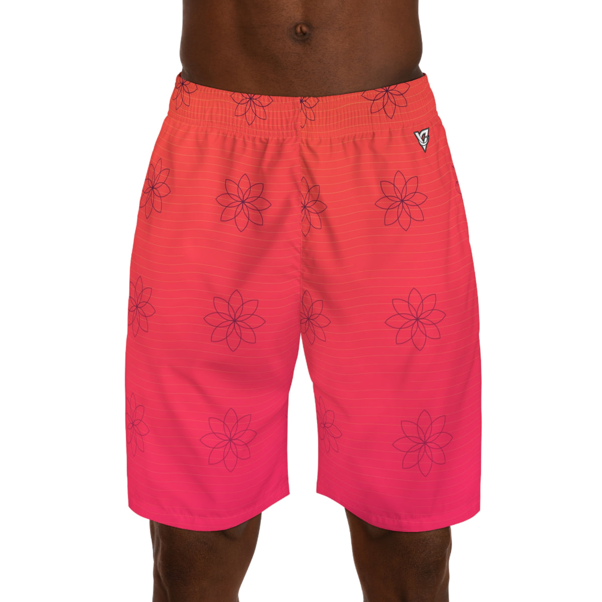 Yoga Sunset Fade Flow Lotus Men's Athletic Shorts with Pockets