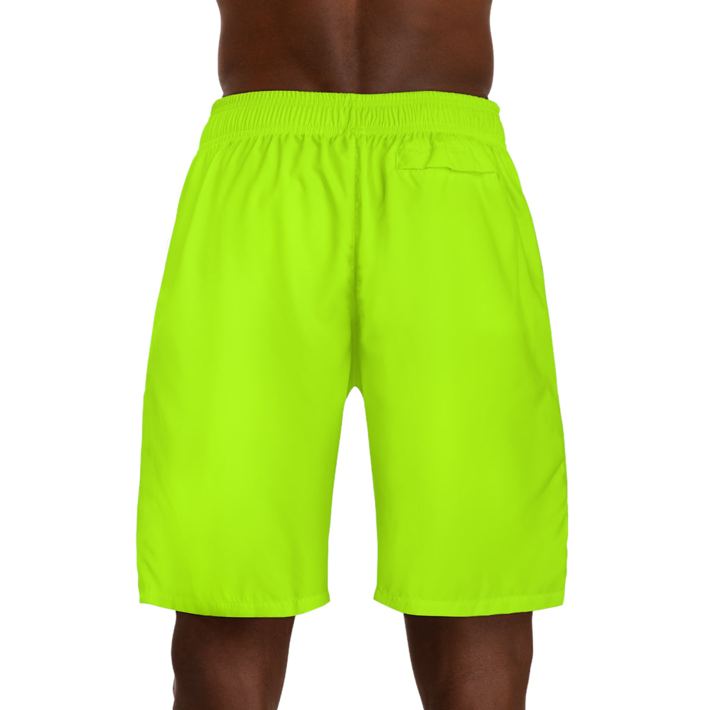 Vantacore Solid Lime Green Men's Athletic Shorts with Pockets