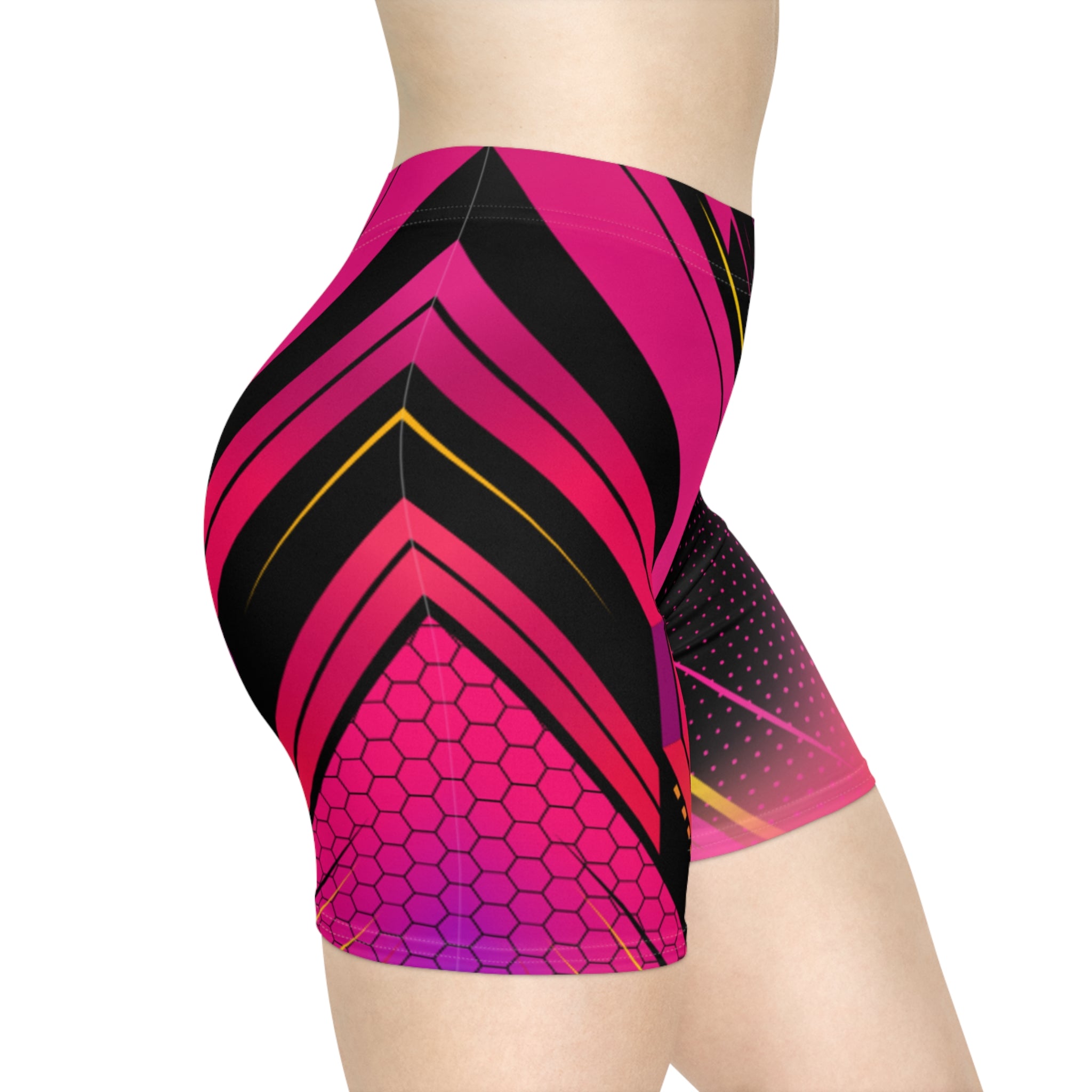 Biker Shorts | Neon Pink Geometric Activewear