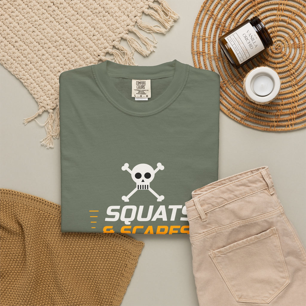 Squats & Scares | Women's Halloween Garment-Dyed Graphic Tee