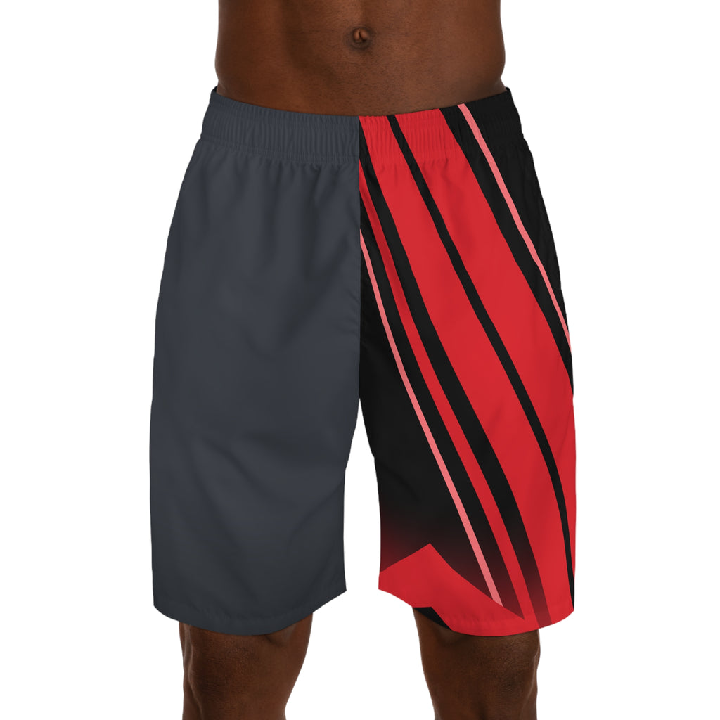 Men's Gunmetal & Red Running Jogger Shorts with Pockets — Athletic Performance