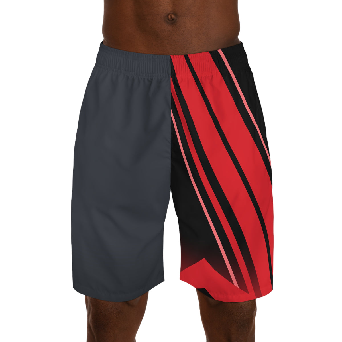 Men's Gunmetal & Red Running Jogger Shorts with Pockets — Athletic Performance