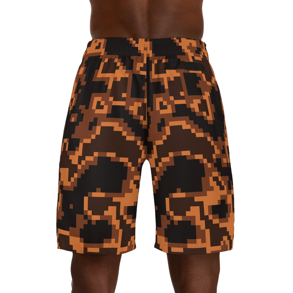 Men's Copper Digital Camo Performance Jogger Athletic Shorts with Pockets