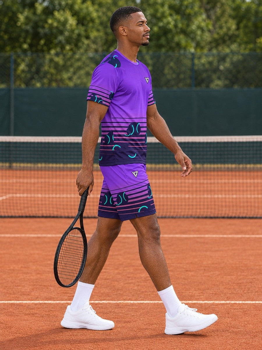 Tennis Galaxy Glow Horizon Fade Men's Athletic Shorts with Pockets - side view
