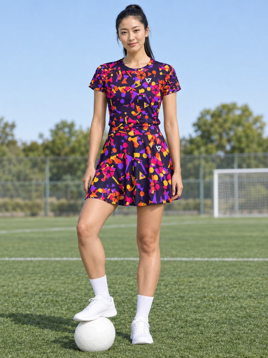 Soccer Berry Blast Confetti Pop Women's Athletic Skater Skirt - front view