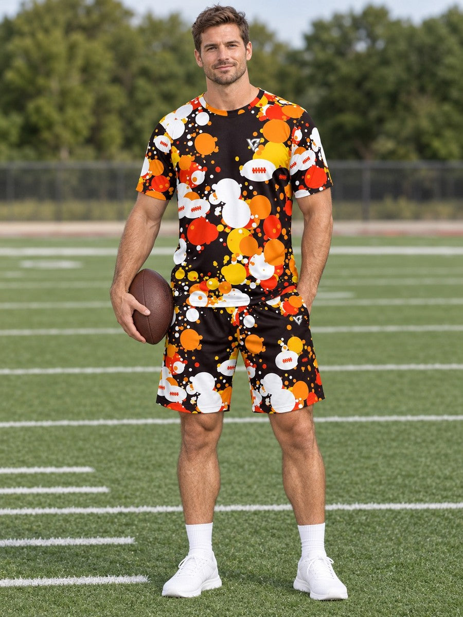 Football Solar Flare Splash Zone Men's Athletic Shorts with Pockets - front view