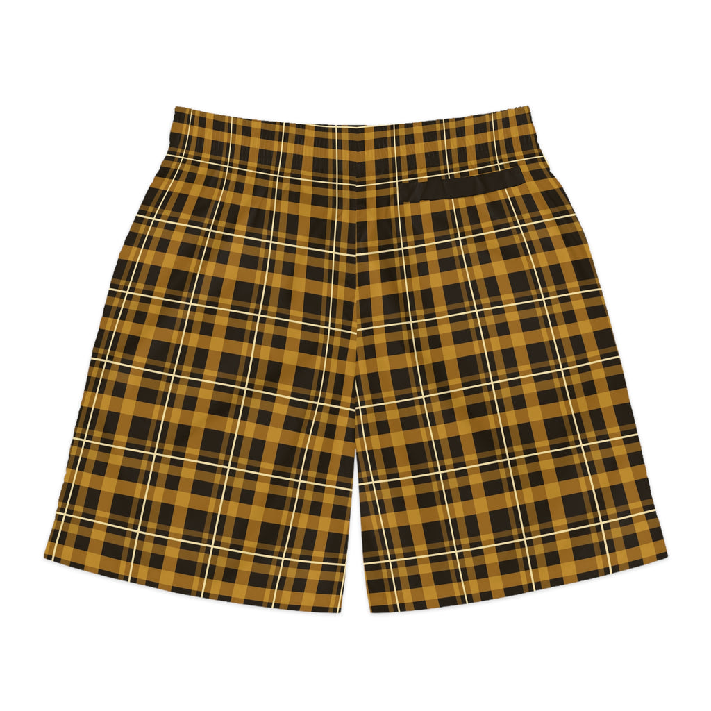 Men's Harvest Gold Flannel Performance Jogger Athletic Shorts with Pockets