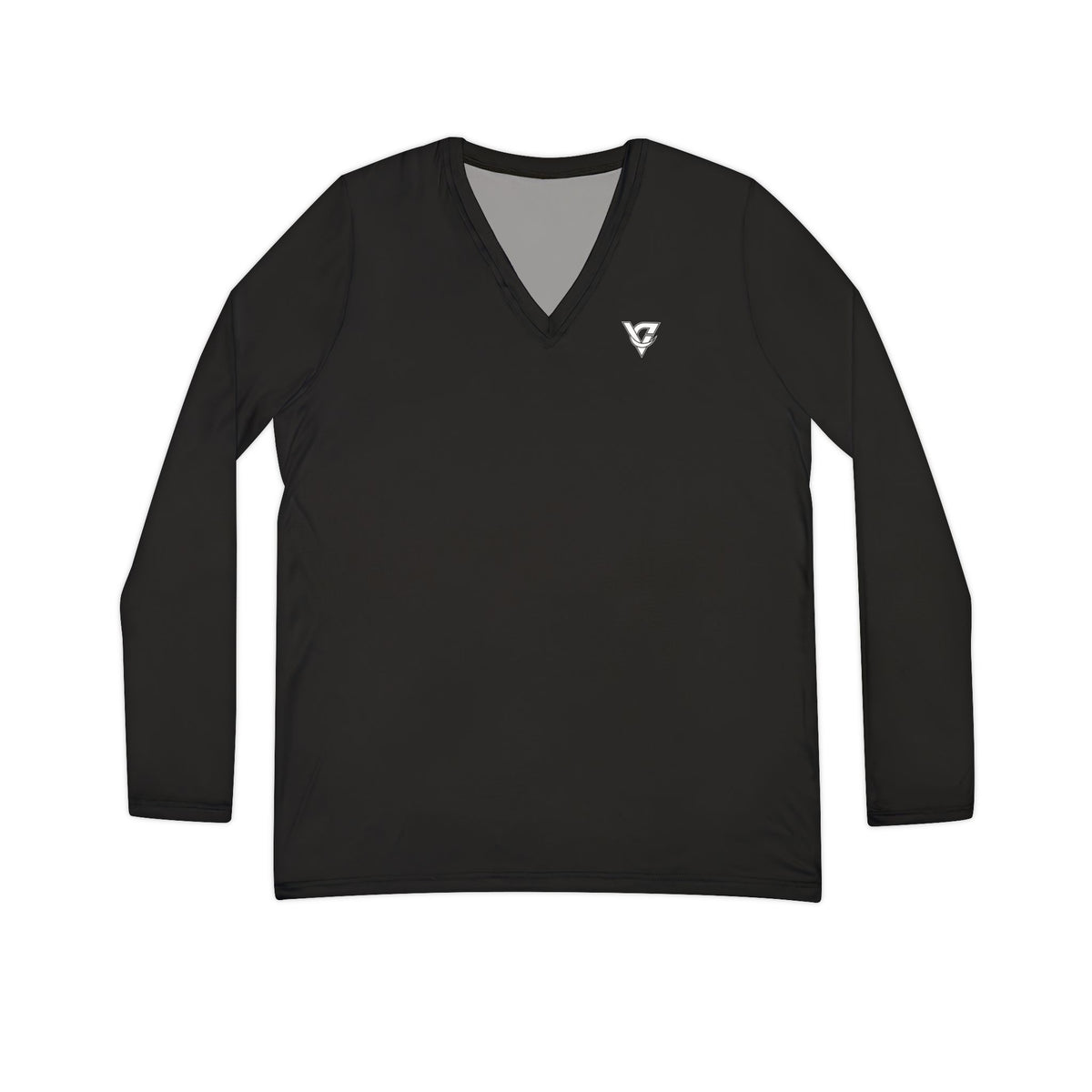 Jet Black Essential Women's Long Sleeve V-Neck Athletic Top