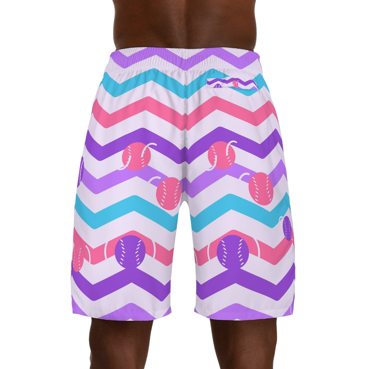 Baseball & Softball Lilac Wave Chevron Rush Men's Athletic Shorts with Pockets