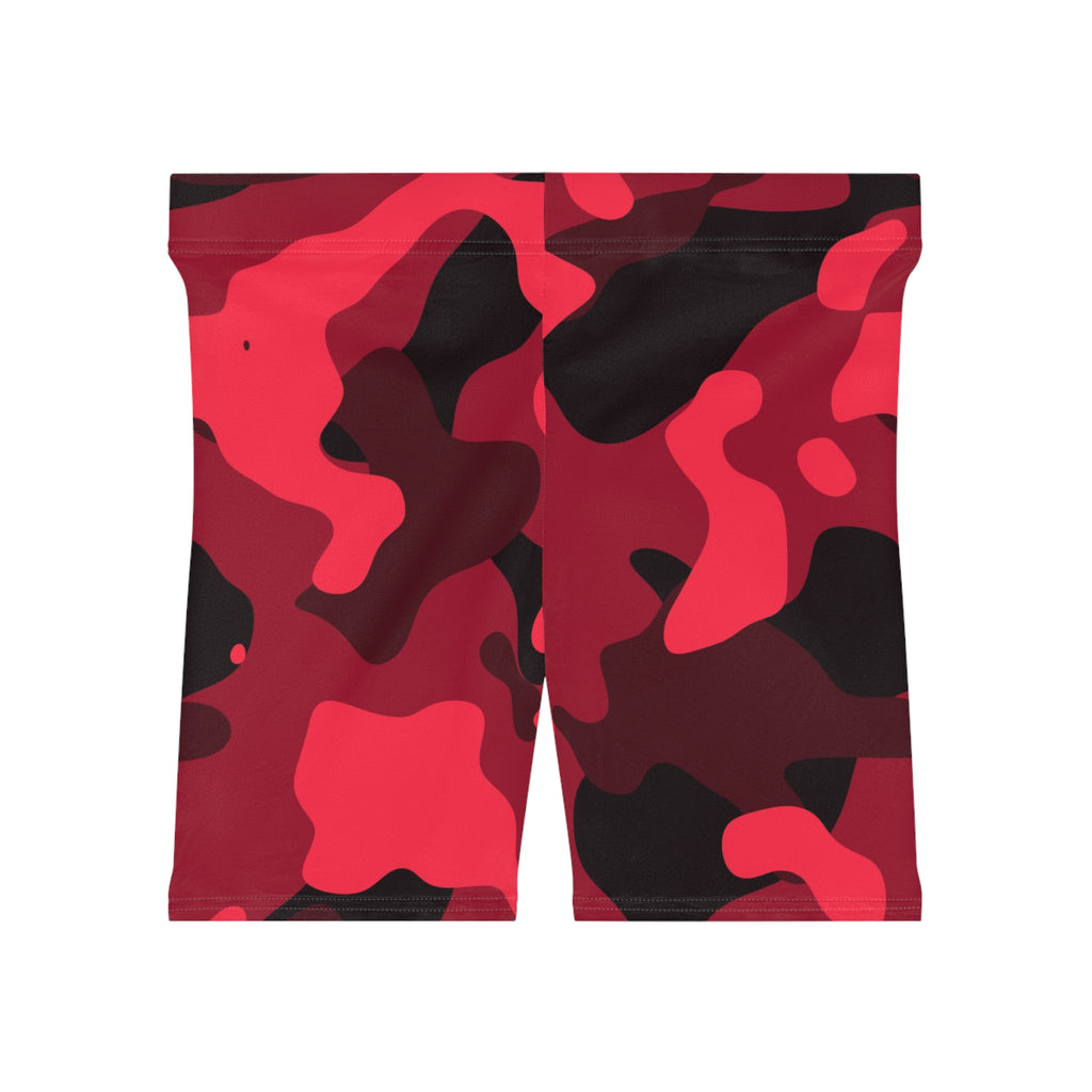 Cherry Camo Women's Biker Shorts — High-Waist Workout Shorts