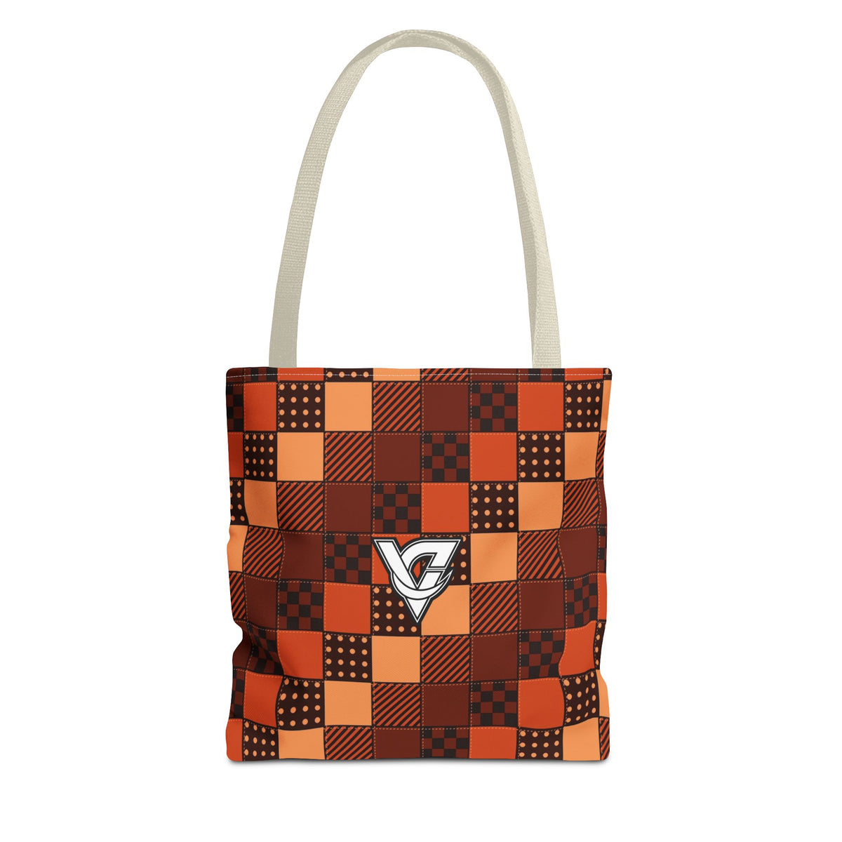 Rust Patchwork Tote Bag — All-Over Print Gym & Everyday Tote