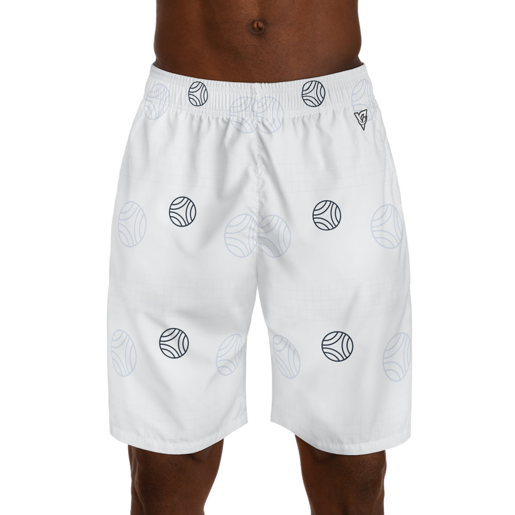 Volleyball Arctic White Spike Panel Men's Athletic Shorts with Pockets