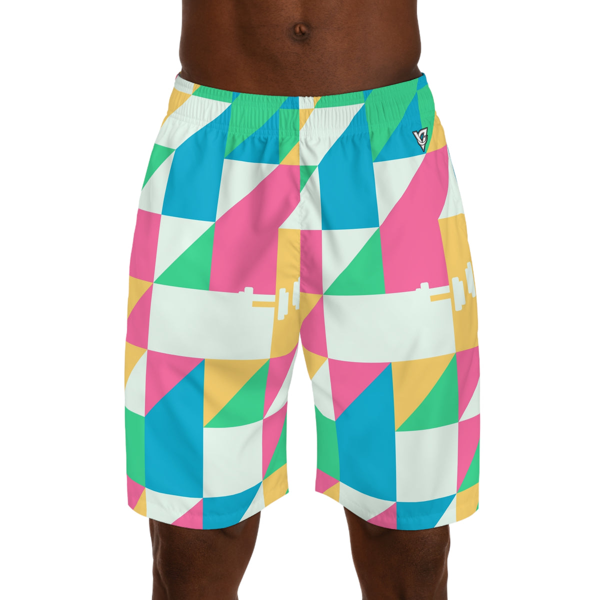 Training & Gym Mint Sorbet Prism Block Men's Athletic Shorts with Pockets