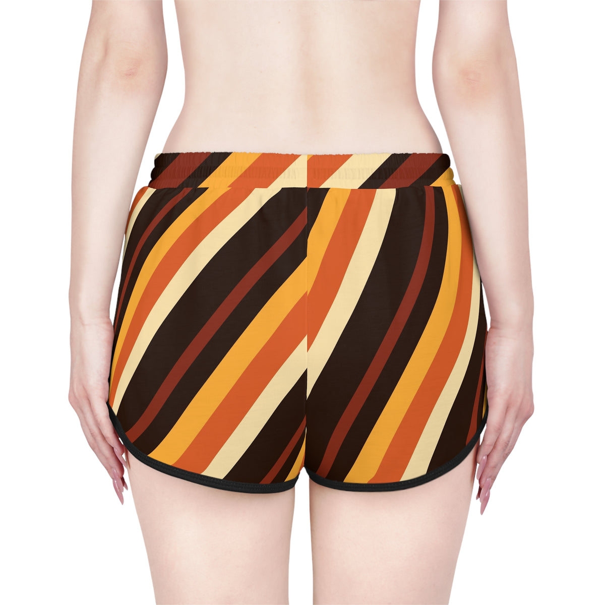 Women's Golden Hour Stripe Relaxed Shorts — All-Over Print Running & Workout Shorts
