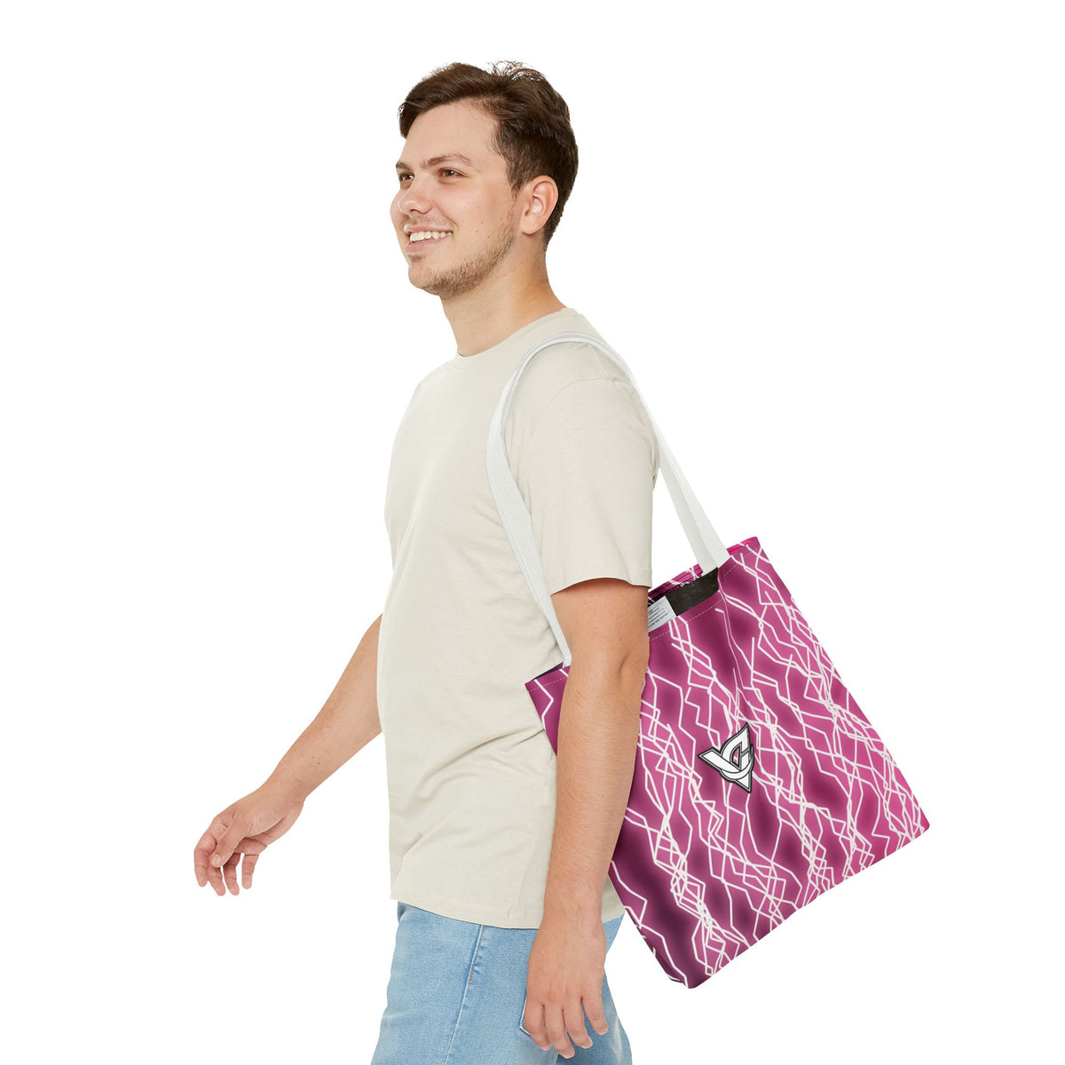 Hot Pink Lightning Tote Bag — All-Over Print Gym & Everyday Tote
